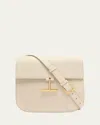 Tom Ford Tara Medium Crossbody In Grained Leather With Leather Strap In Cream