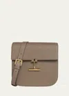 Tom Ford Tara Medium Crossbody In Grained Leather With Leather Strap In Greige
