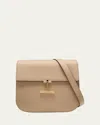 Tom Ford Tara Medium Crossbody In Grained Leather With Leather Strap In Silk Taupe