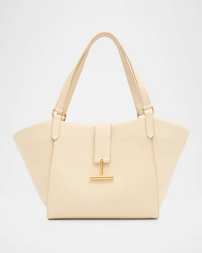 Tom Ford Tara Medium Grain Leather Tote Bag In Cream