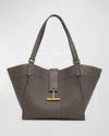 Tom Ford Tara Medium Grain Leather Tote Bag In Graphite