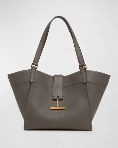 Tom Ford Tara Medium Grain Leather Tote Bag In Graphite