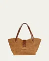Tom Ford Tara Medium Tote Bag In Raffia Viscose And Leather In Vanilla Cuoio