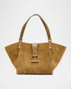 Tom Ford Tara Medium Tote In Suede In Olive