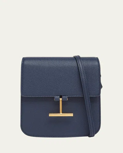 Tom Ford Tara Mini Crossbody Bag In Grain Leather In Blue