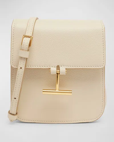 Tom Ford Tara Mini Crossbody Bag In Grain Leather In Cream