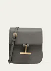 Tom Ford Tara Mini Crossbody Bag In Grain Leather In Graphite