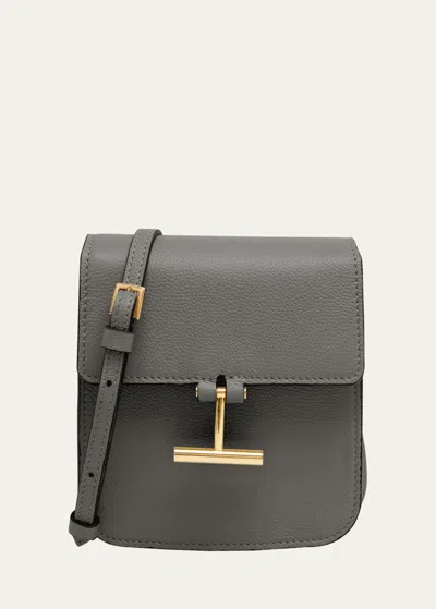 Tom Ford Tara Mini Crossbody Bag In Grain Leather In Gray