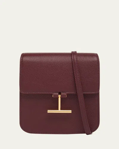 Tom Ford Tara Mini Crossbody Bag In Grain Leather In Purple