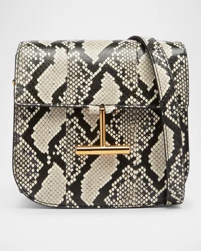 Tom Ford Tara Mini Crossbody Bag In Python-printed Leather In Roccia