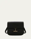 Tom Ford Tara Mini Crossbody In Grained Leather With Leather Strap In Brown