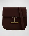 Tom Ford Tara Mini Crossbody In Grained Leather With Leather Strap In Espresso