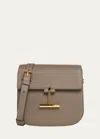Tom Ford Tara Mini Crossbody In Grained Leather With Leather Strap In Greige