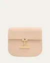 Tom Ford Tara Mini Crossbody In Grained Leather With Leather Strap In Light Beige