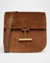 Tom Ford Tara Mini Flap Crossbody Bag In Suede And Leather In Whisky