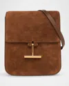 Tom Ford Tara Mini Flap Crossbody Bag In Suede In Whisky