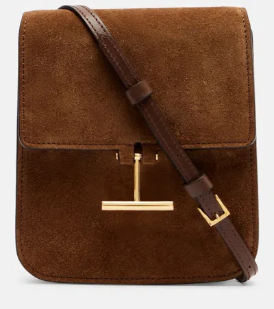 Tom Ford Tara Mini Suede Crossbody Bag In Brown