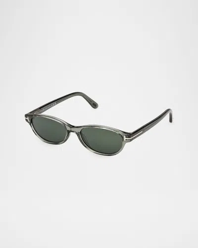Tom Ford Tara Oval Acetate Sunglasses In Green