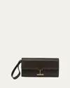 Tom Ford Tara Pouch Wristlet In Lizard-embossed Leather In Chocolate