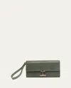 Tom Ford Tara Pouch Wristlet In Lizard-embossed Leather In Green