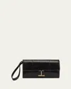 Tom Ford Tara Pouch Wristlet In Snake-embossed Leather In Black