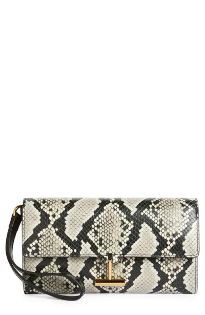 Tom Ford Tara Python Embossed Leather Wristlet In Roccia