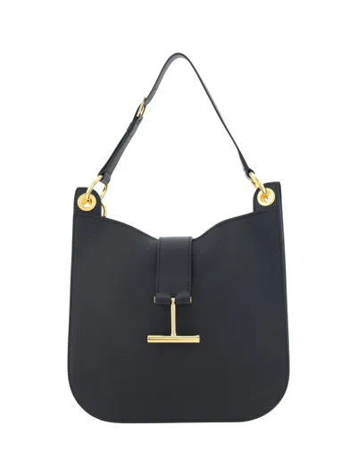 Tom Ford Shoulder Bag With T Logo In Black