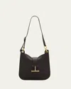 Tom Ford Tara Small Hobo Crossbody In Grained Leather In Brown