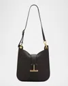 Tom Ford Tara Small Hobo Crossbody In Grained Leather In Brown