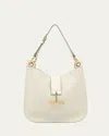 Tom Ford Tara Small Hobo Crossbody In Grained Leather In Chalk