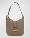 Tom Ford Tara Small Hobo Crossbody In Grained Leather In Greige