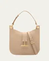 Tom Ford Tara Small Hobo Crossbody In Grained Leather In Light Beige