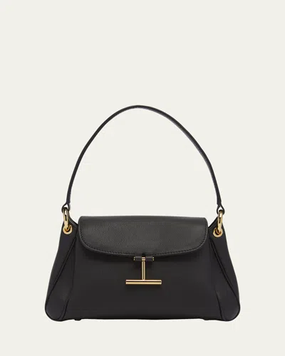 Tom Ford Tara Small Shoulder Bag In Grain Leather In Black