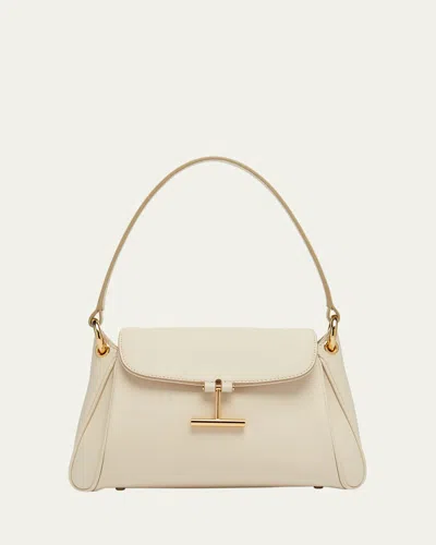 Tom Ford Tara Small Shoulder Bag In Grain Leather In Cream