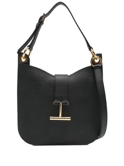 Tom Ford Tara T-bar-buckle Shoulder Bag In Black