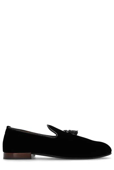 Tom Ford Tassel-detail Almond-toe Velvet Loafers In Black