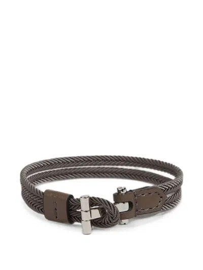 Tom Ford T-bar Braided Bracelet In Brown