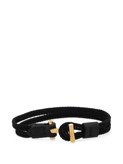 Tom Ford Braided Leather T Bracelet In Green