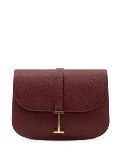 Tom Ford T-clasp Grained Leather Shoulder Bag In Brown