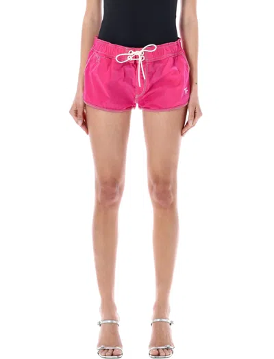 Tom Ford Technical Crickle Nylon Running Shorts In Pink