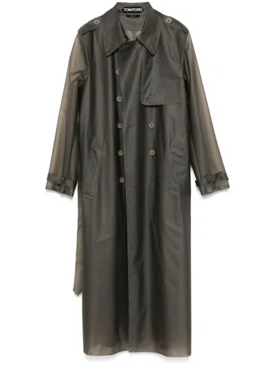 Tom Ford Technical Trench Coat In Grey