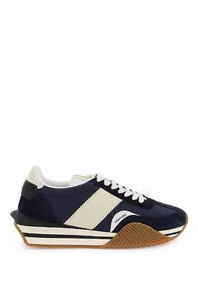 Pre-owned Tom Ford Techno Canvas And Suede 'james' Sneakers In Blue