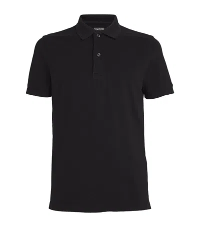 Tom Ford Tennis Piquet Polo Shirt In Black