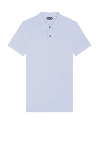 Tom Ford Tennis Piquet Short Sleeve Polo In Periwinkle