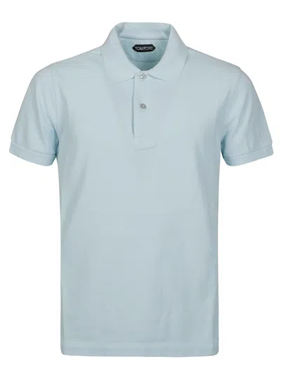 Tom Ford Tennis Piquet Short Sleeve Polo Shirt In Crystal Blue