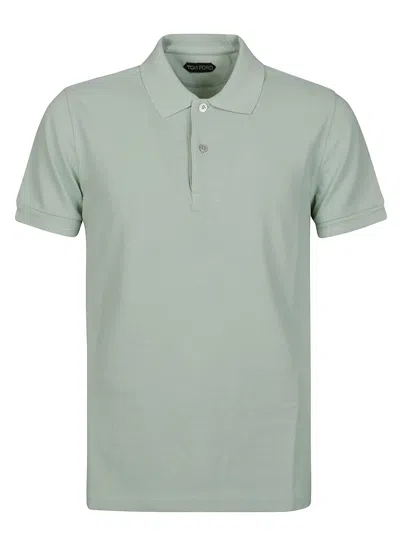 Tom Ford Short Sleeve Cotton Polo Shirt In Green