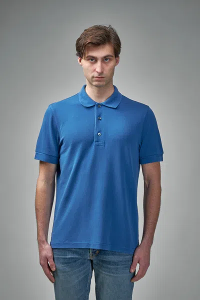 Tom Ford Tennis Piquet Ss Polo In Blue