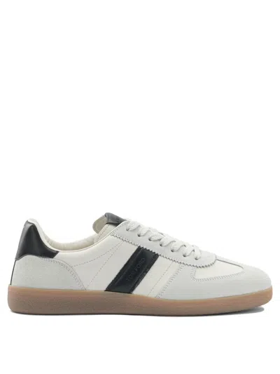 Tom Ford Suede-trimmed Leather Sneakers In Blue