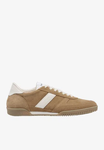Tom Ford Terence Leather-trimmed Suede Sneakers In Neutrals