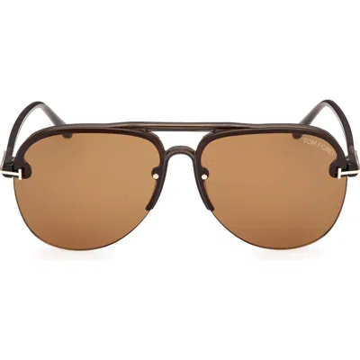 Tom Ford Terry 62mm Oversize Aviator Sunglasses In Mastic/brown